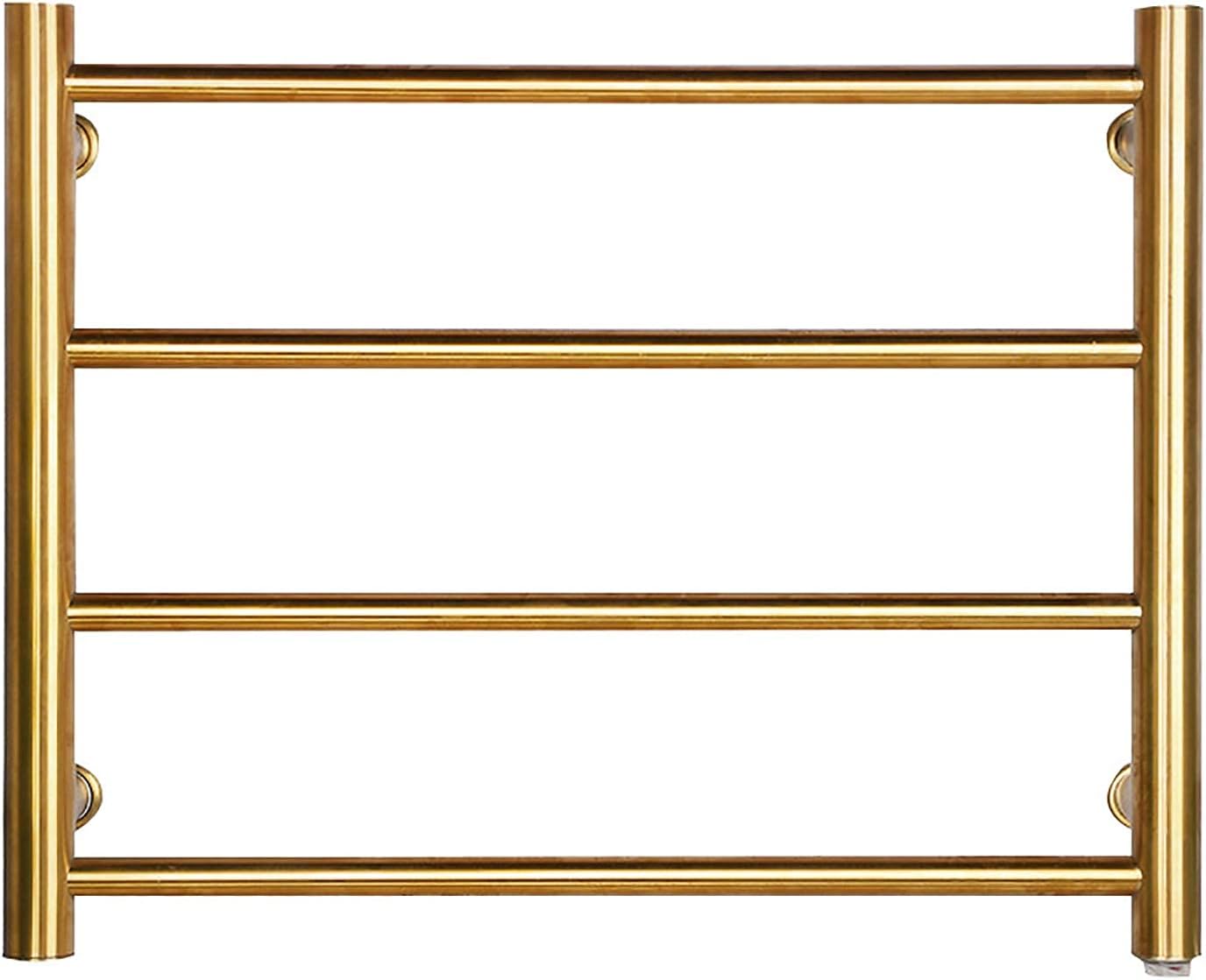 Towel Warmer,Gold Electric Towel Rack with 4 Round Bars 305 Stainless Steel Heated Towel Bar Energy Efficient Electric Drying Rack Wall Mounted