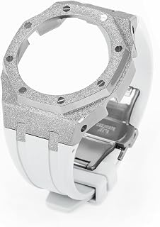 Sliver for for gshock GA-2100 GA2110 Mod Kit Emery Case with Strap for GA2100 Mod 316L Steel Metal Frosty Scrub Bezel Frost Gold Modification Kit for for Casioak