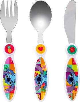 Kids Cutlery Set   3PCS Childrens Toddler Dinnerware Set Gift for Boys & Girls, Includes Knife, Fork & Spoon, Travel Cutlery Set for Kids Stitch