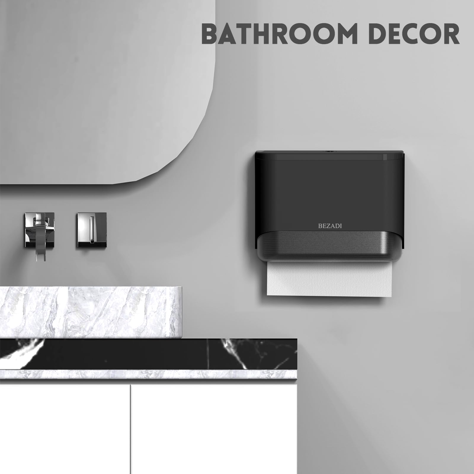 Dispensador de toallas de papel multipliegue, montaje en pared, dispensadores comerciales de servilletas con cerradura, 200 hojas, 6012 negro