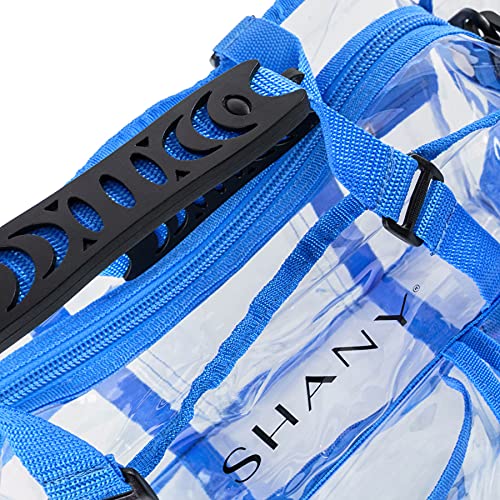 Shany Clear Pvc Makeup Bag - Large Professional Makeup Artist Rectangular Tote With Shoulder Strap And 5 External Pockets - Blue #TOP7