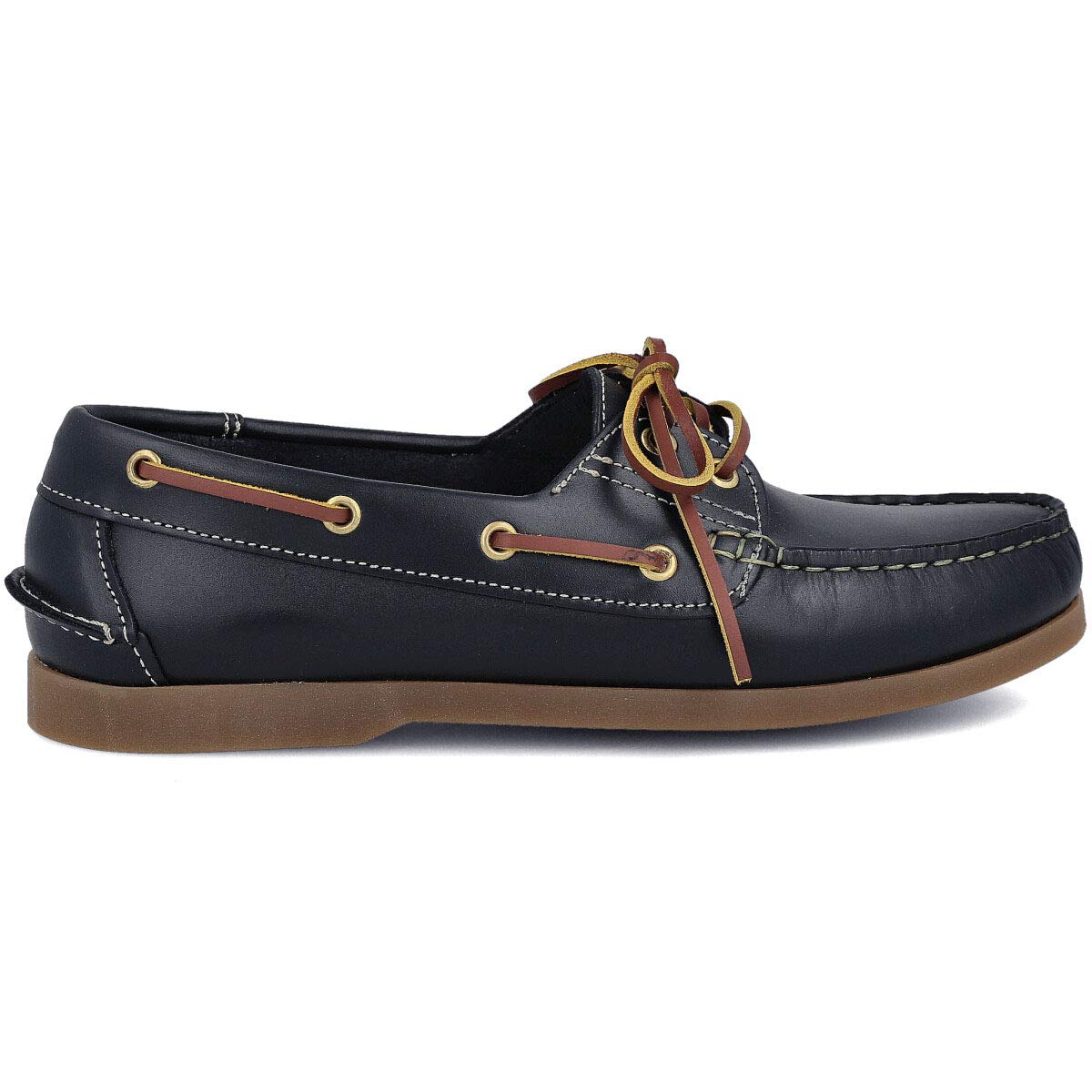 Zapatos Náuticos Clásicos 2-Ojales Piel Seahorse Engrasada Marrón Azul Marino