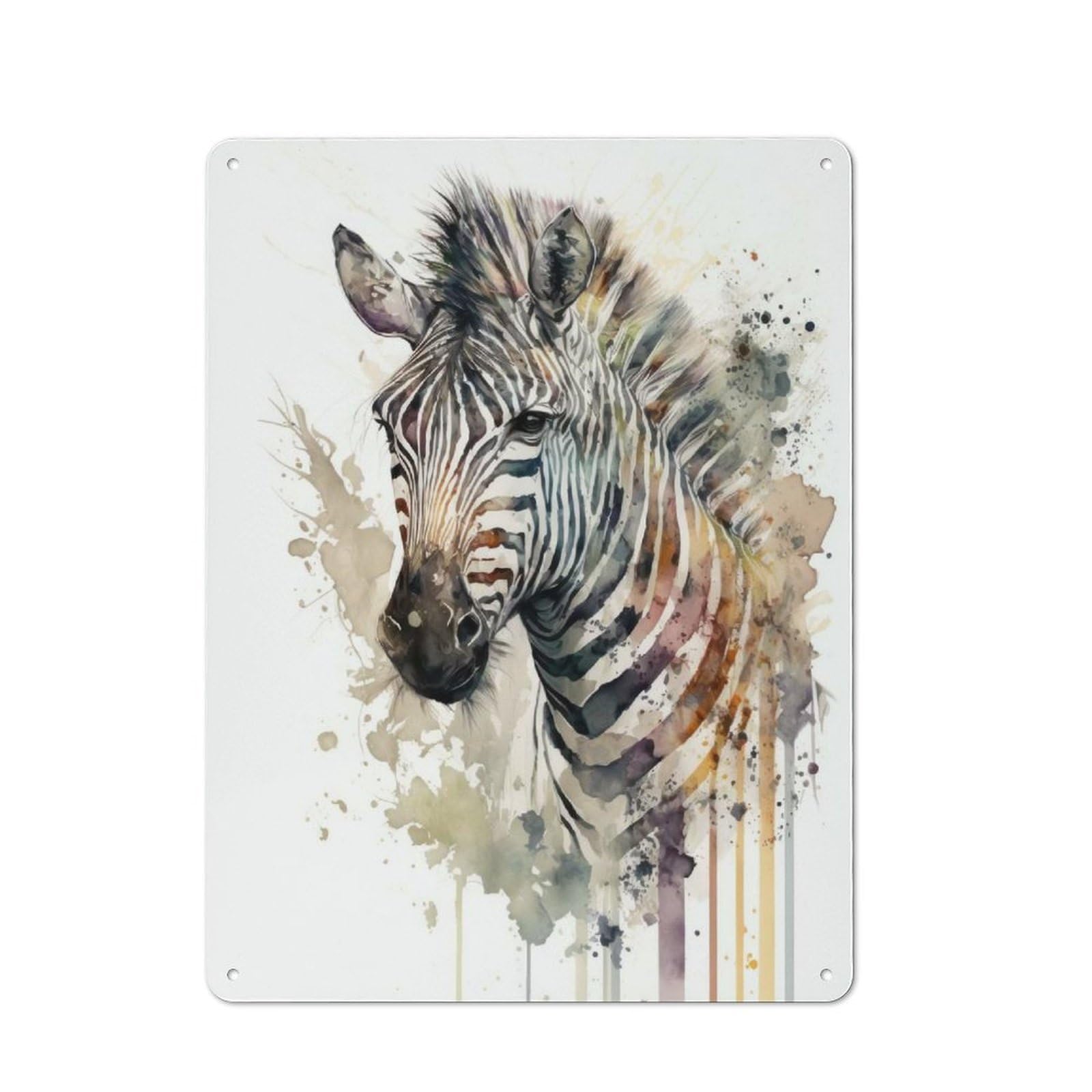 Junmoney Zebra Watercolor Rustic Tin Sign 40X30cm For Home Bar Wall, For Home Interiors, Feature Walls And Decorative Displays