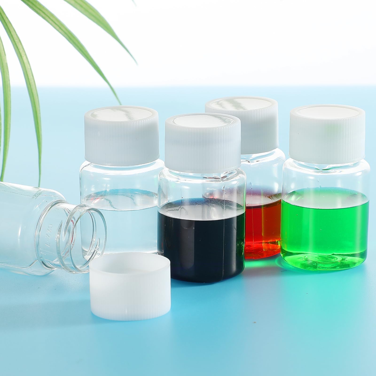 Wenrescry 40 Mini bottiglie,Bottiglie da 20/30 ml, piccole bottiglie, bottiglie di plastica trasparenti da riempire, bottiglie cosmetiche per viaggi e campeggio, guarnizione in foglio di alluminio