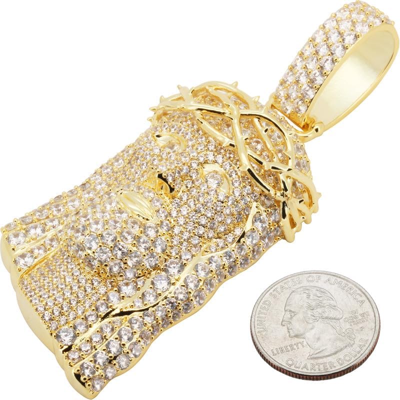 14k Yellow/White/Rose Gold Plated AAA Cubic Zirconia Jesus Piece Pendant