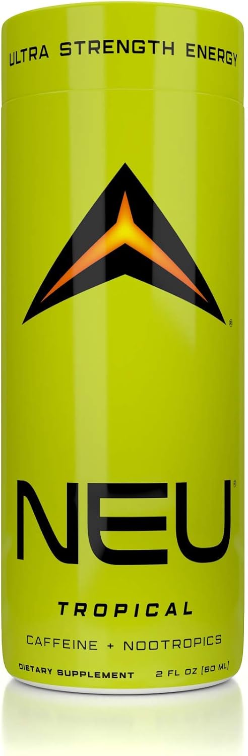NEU Extra Strength Energy Shots, Pre Workout Energy Drinks Nootropics Brain Support Supplement, Zero Carb, Zero Calorie, Zero Sugar Free Coffee Alternative Keto Friendly, Tropical Punch 2 Fl Oz : Health & Household