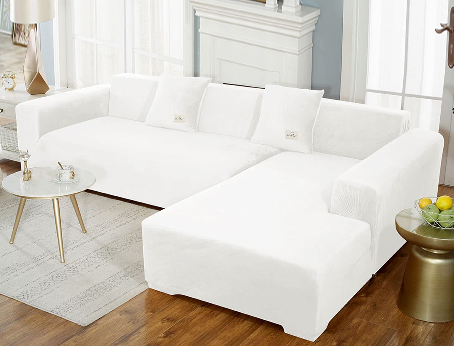 Housse de canapé en velours extensible lavable en machine