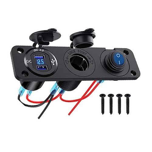 Miniatura 3 de Panel de enchufe USB QC3.0 dual para automóvil, impermeable, 12 V, adaptador de toma de corriente y interruptor de palanca de encendido y apagado,