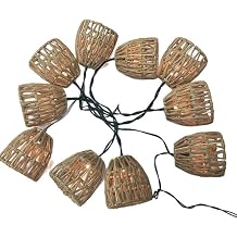 Solar Powered Paper Rattan String Lights Outdoor & Indoor, Waterproof Solar String Lights with Battery Box, PE Imitation Rattan Garden Lights, Eco-Friendly Patio Balcony Yard Pathway 10-Light Set