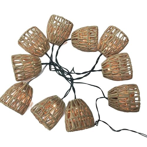 Solar Powered Paper Rattan String Lights Outdoor & Indoor, Waterproof