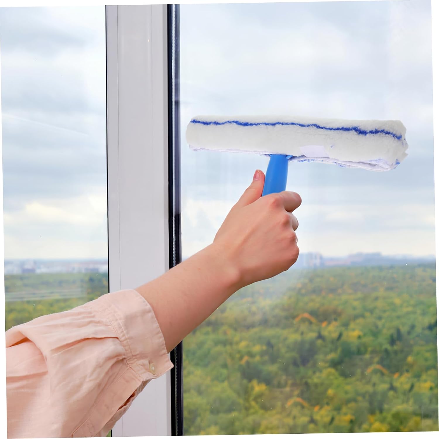 Windshield Cleaner Tool Microfiber Sleeve Handle for Car Interior and Bathroom Glass Versatile Squeegee for Streak Cleaning