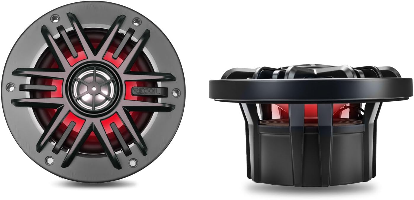 M1-4 M1 Series 4 Inch 2-Way Marine Boat & UTV/ATV Coaxial Speakers with Built-in RGB LED Lighting, One Pair of Each Silver Gray & White Grilles, 4Ohm, MAX Power 160W Pair