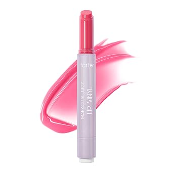 tarte maracuja juicy lip vinyl gloss Hydrating & Volumizing Lipgloss Balm with Hyaluronic Acid, Vitamin E to Plump & Moisturize for Radiant, Fuller-Looking Lips, Vegan & Cruelty Free
