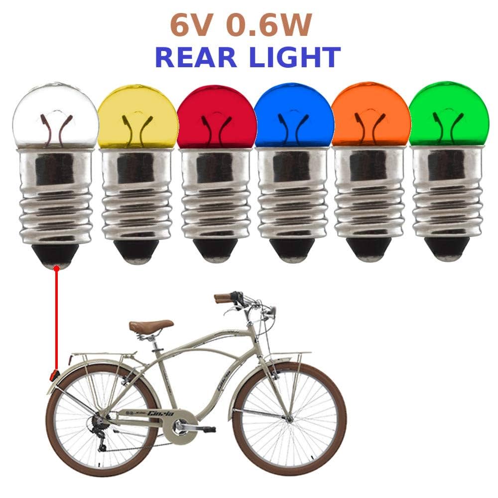 Lampadine Bici Vintage 6V - Set Anteriore 2.4W + Posteriore 0.6W - Attacco E10 Per Dinamo - Stile Retrò