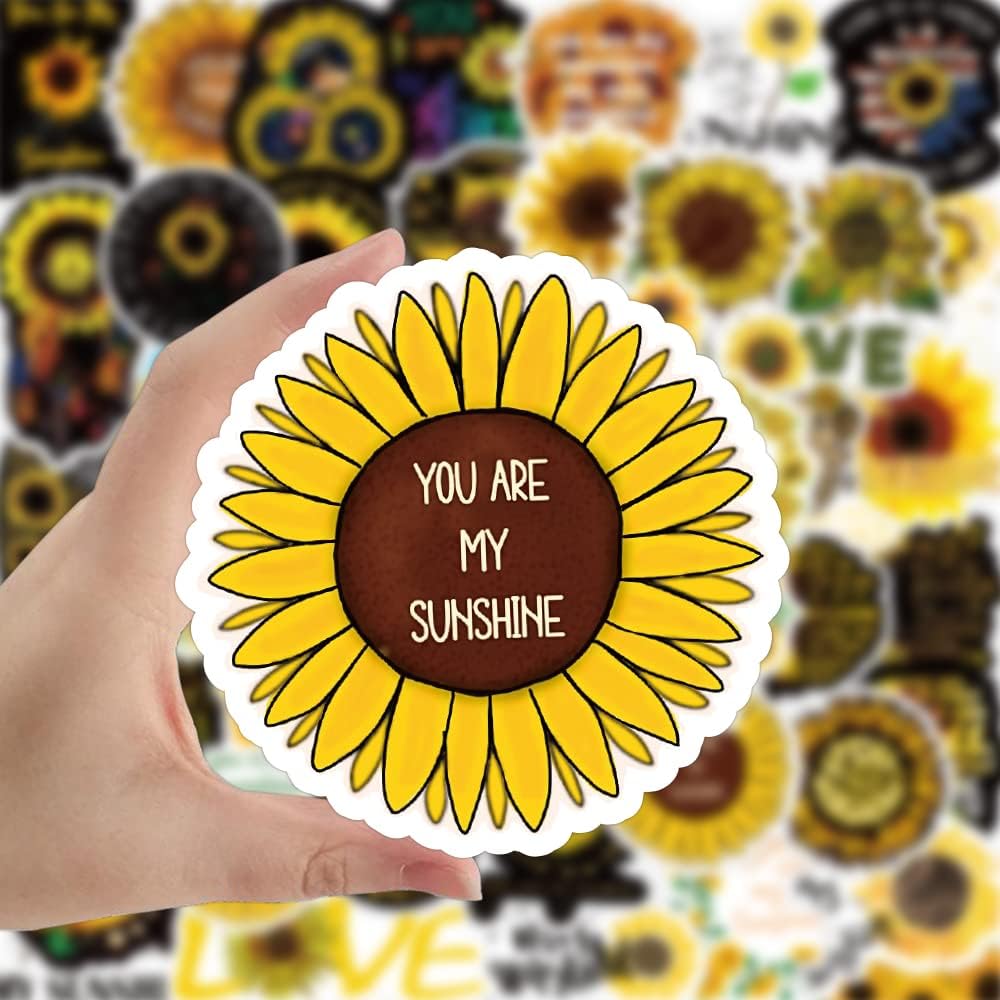 Sunflower Aesthetic Stickers, You are My Sunshine Stickers Pack, 50Pcs Funimost Vinyl Waterproof Stickers for Water Bottle Laptop Scrapbook Phone Guitar, Flower Stickers for Kids Teens Girls(Sunflower) image 4