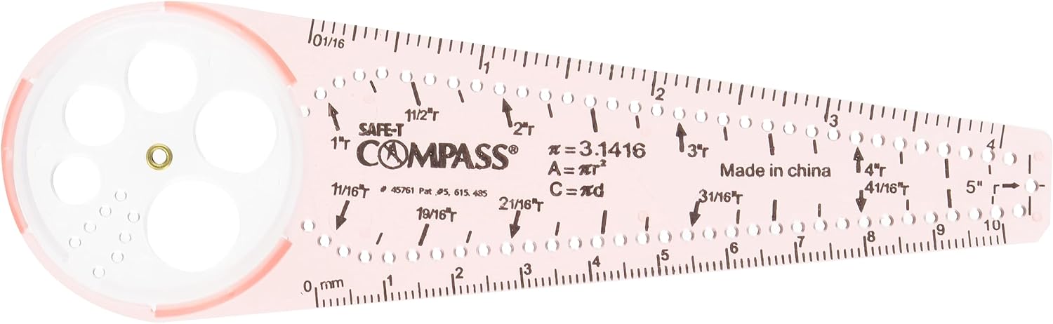 Learning Resources SAFE-T Compass, Orange, Blister Card, Classroom Safety Compass, Geometric Tracer, Ages 8+