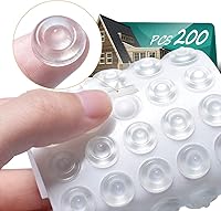 Anicco Cabinet Door Bumpers 200 Pack - Clear Self-Adhesive Rubber Pads for Noise Reduction, Drawers, Laptops & Furniture Protection