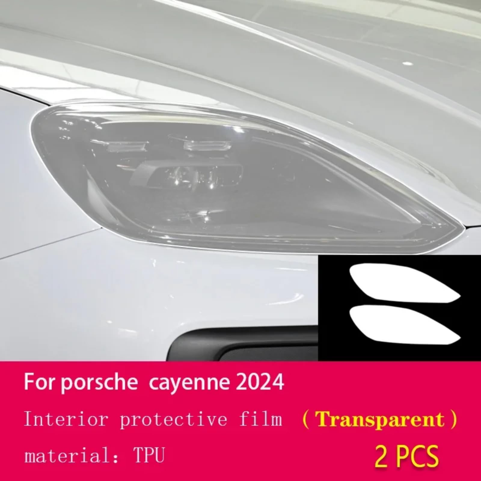 Auto-Außenfolie, TPU, PPF, Scheinwerfer, Schutzfolie, Anti-Kratz-Reparatur-Membran, Rauchscheinwerfer-Zubehör, für Porsche Cayenne 2024 (transparent)