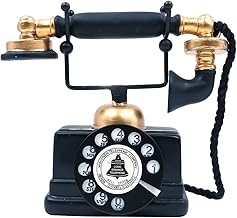 CENPEK Antique Phone Creative Retro Phone Decorative Phone Resin Rotary Dial Phone Decoration Cafe Bar Window Decoration Home Decor Props (Black)