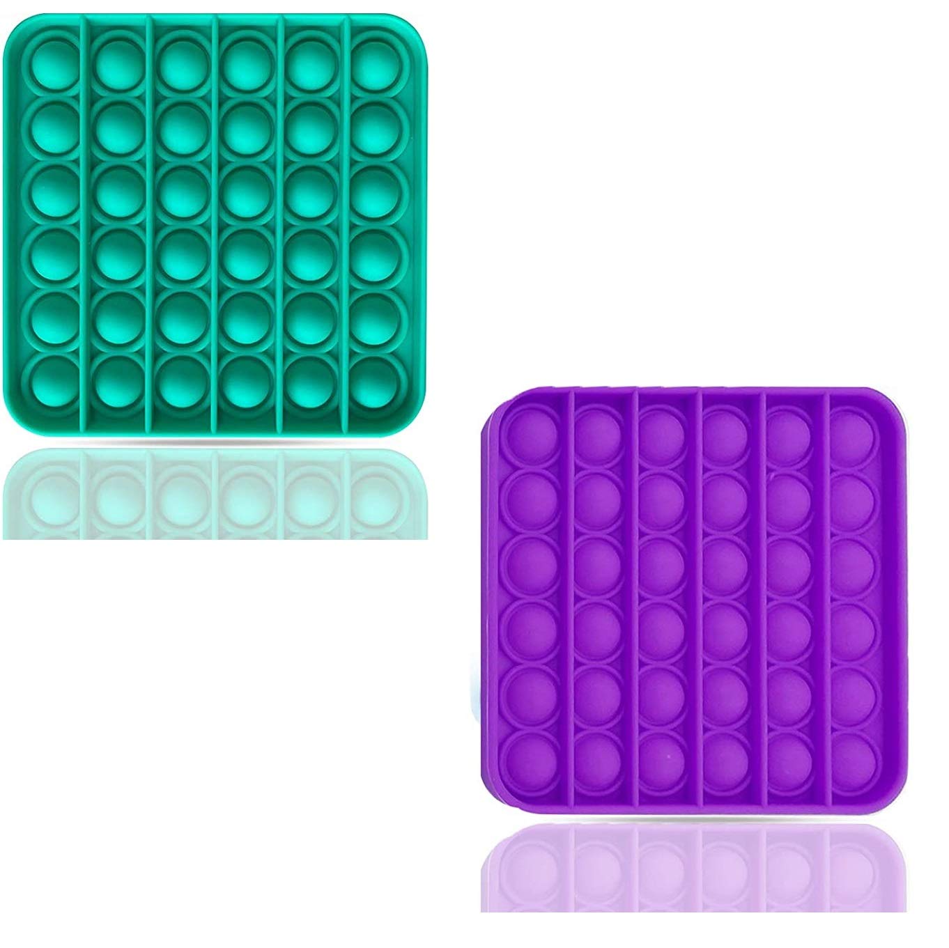 2 Pack Push Pop Bubble Fidget Sensory Toy, Bubble Pop, Special Needs Anxiety Stress Reliever for Autism, Silicone Stress Reliever Toy, Squeeze Sensory Toy for Kids, Family