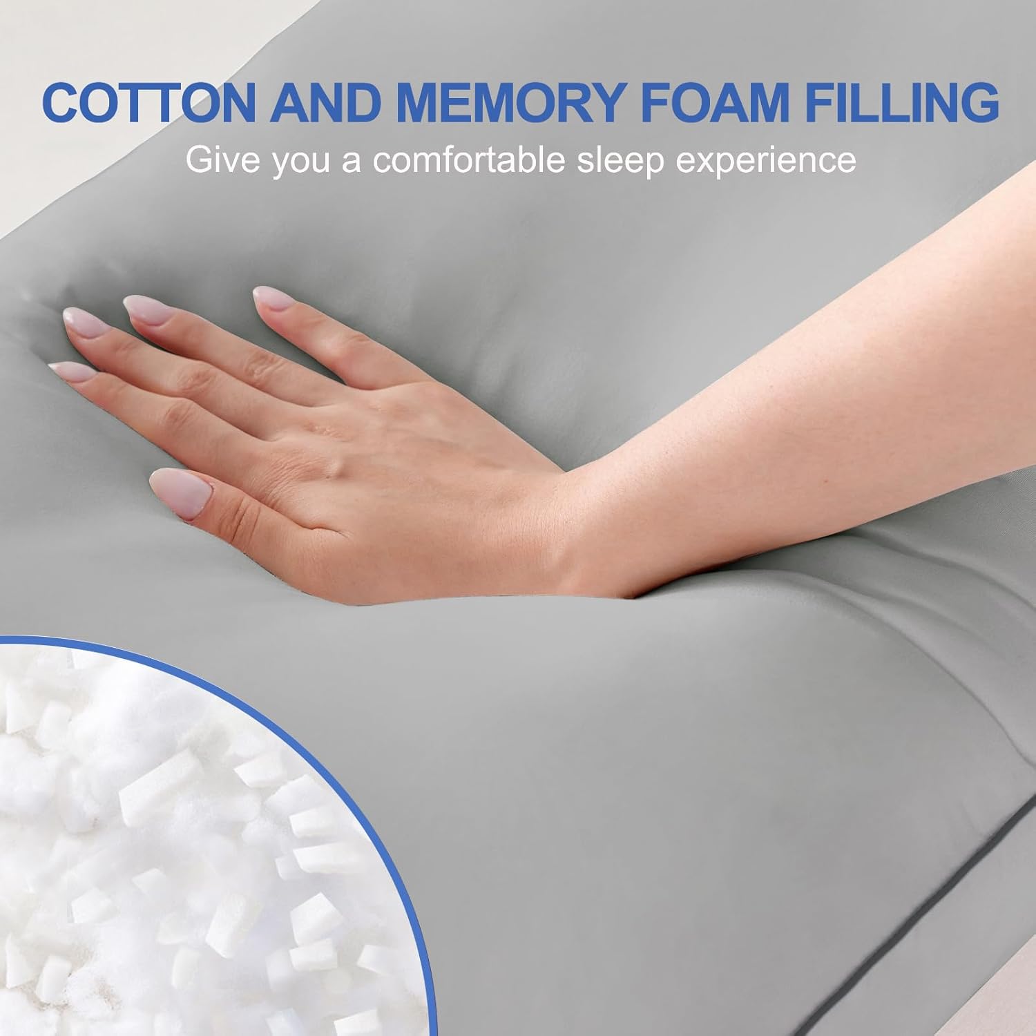 YZ HOME Memory Foam Body Pillow Insert - Full Body Pillow for Adults - Soft Large Long Bed Pillow for Side Sleeper(20x54 Inch, Grey)