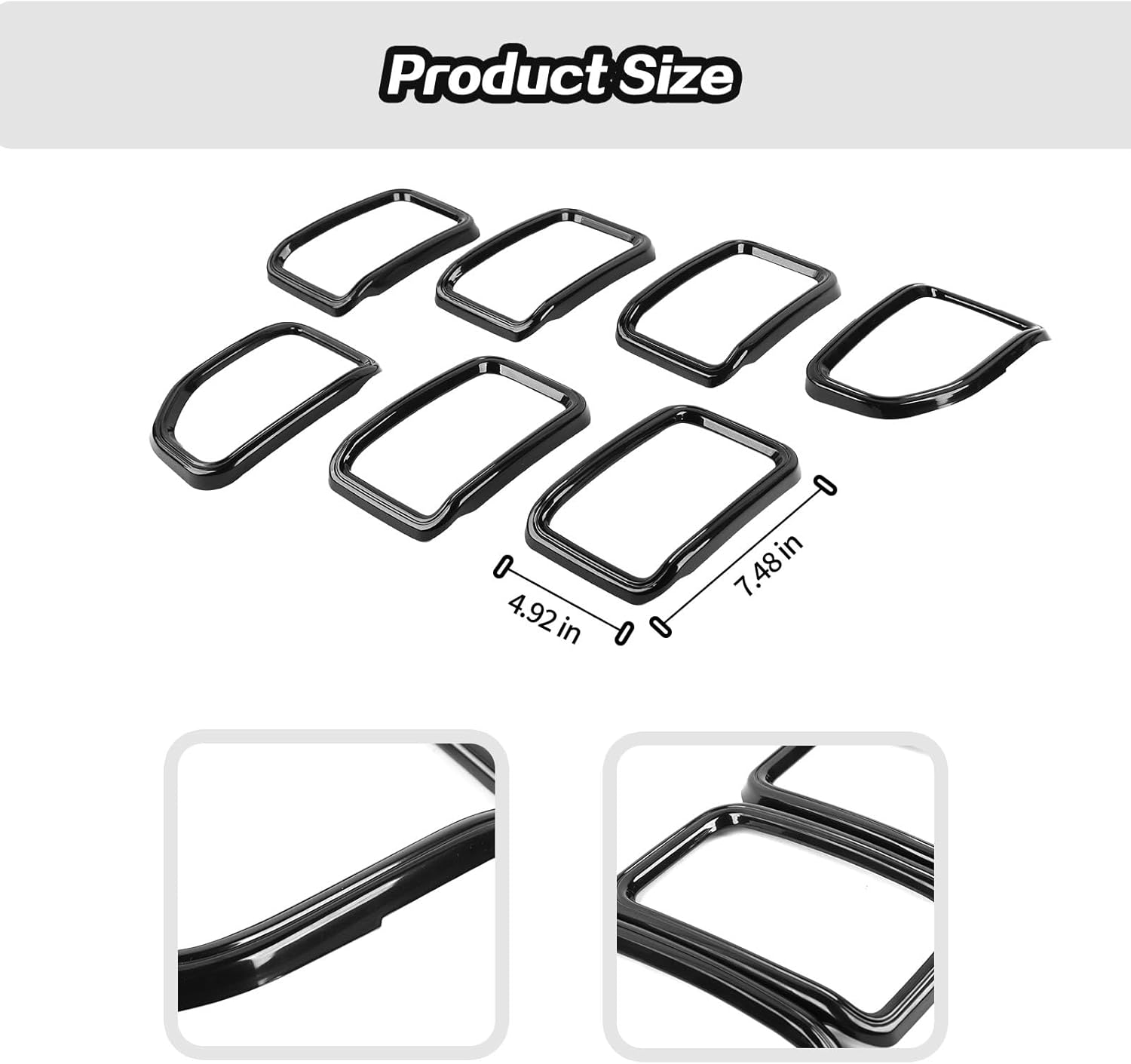 7PCS Grill Inserts Grille Trim Accessories for 2021+ Jeep Grand Cherokee (Black)