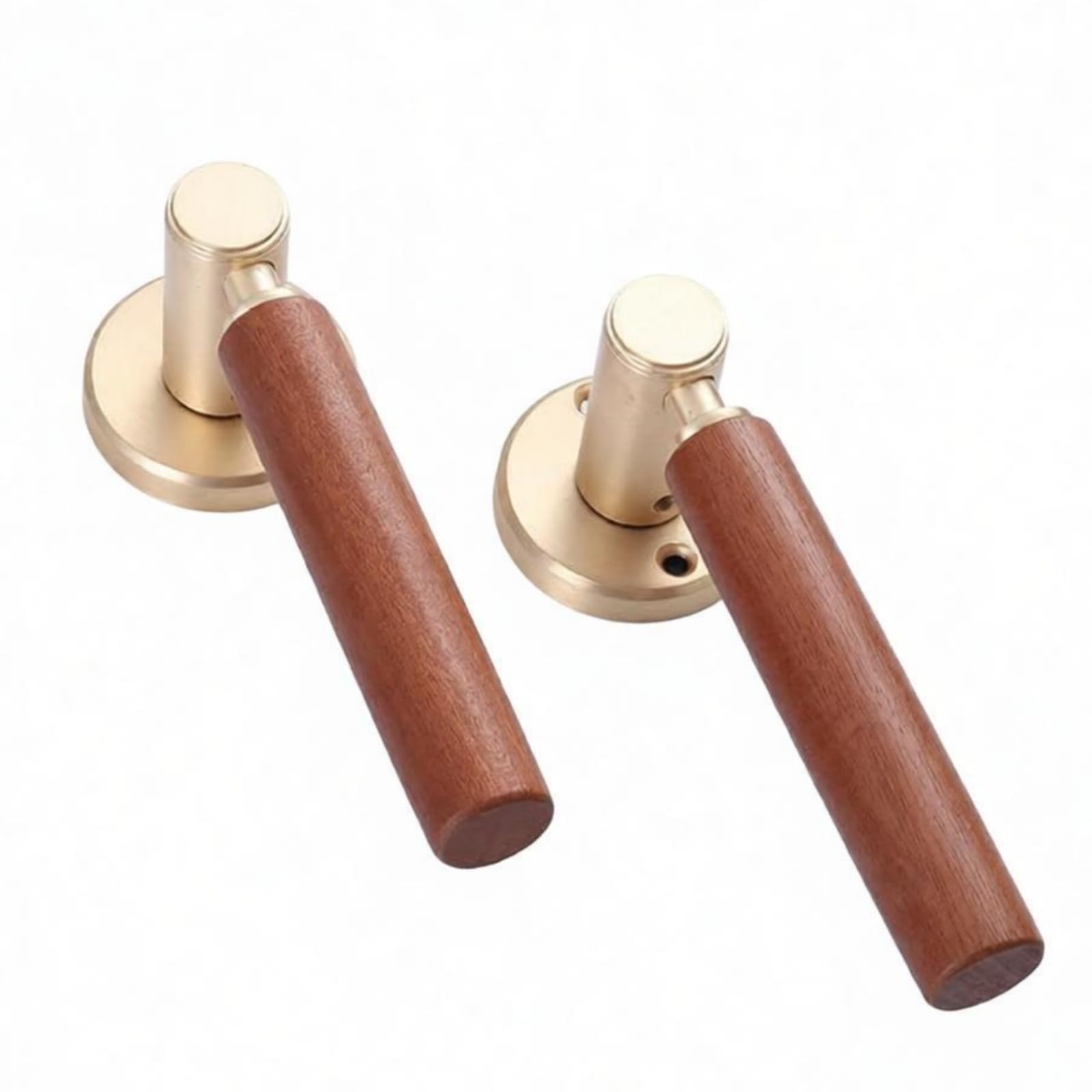 F Fityle Pestillo de Puerta Interior Manija Palanca Roseta Madera y Metal Estilo Moderno Tacto Suave Apertura y Cierre Montaje Sencillo Adecuado para, Array, Cobre Cepillado