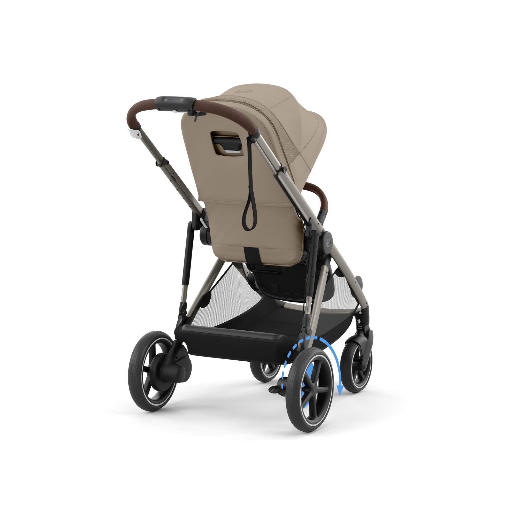 CYBEX Cochecito dorado e-GAZELLE S, máx. 22 kg (modo individual) / 2x 22 kg (modo dúo), sistema todo en 1 con accionamiento eléctrico y 20+ configuraciones, Beige almendra