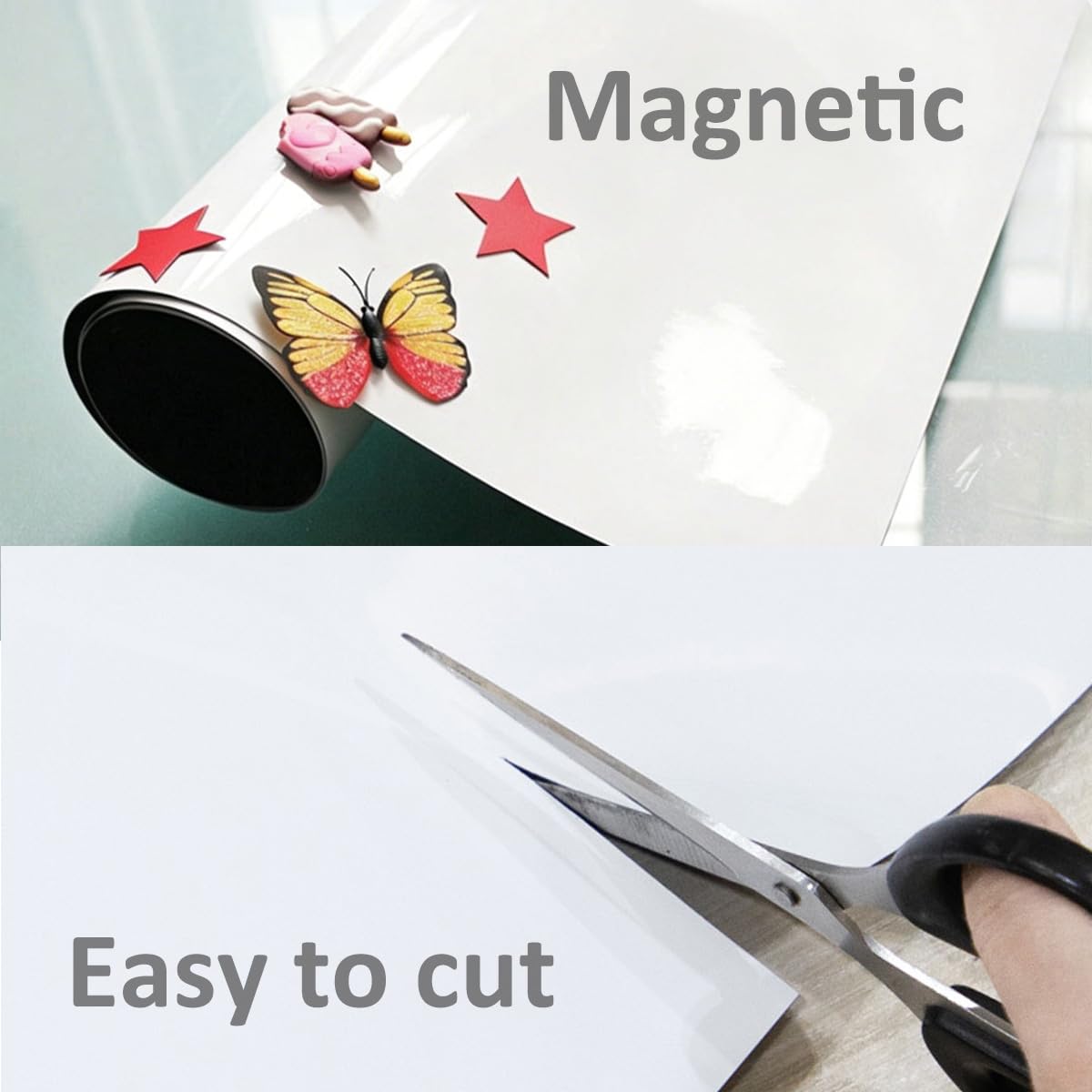 Magnetisches Whiteboard-Blatt, leicht zu beschreiben und abzuwischen, trocken abwischbar, Magnettafel für Memo-Listen, Büro und Zuhause, Whiteboard-Folie mit 3 Stiften/1 magnetischem Radiergummi/6