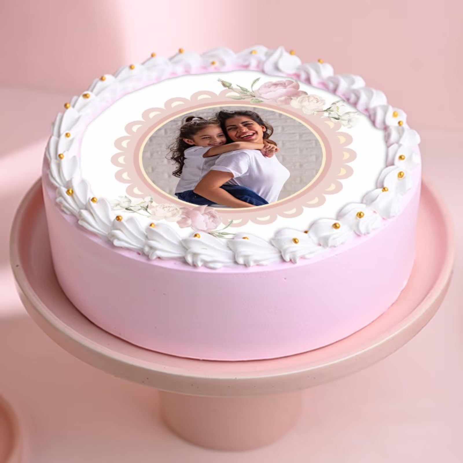 FlowerAura Mother's Day Surprise Delicious Fresh Mom Special Strawberry Flavor Mother's Day Photo Cake For Mother | Cake For Mom | Cake For Maa | Cake For Mother-In-Law (Same Day Delivery) (1Kg)-image-31