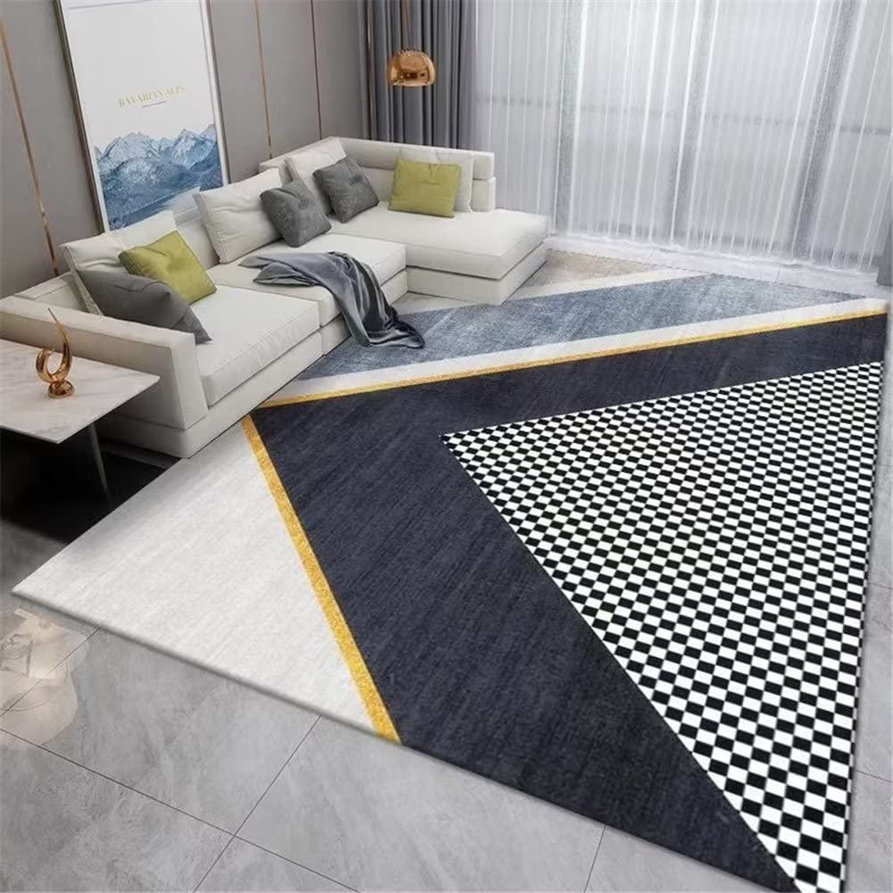 Tapis de chambre durable gris 100x200cm grand tapis salon rayé
