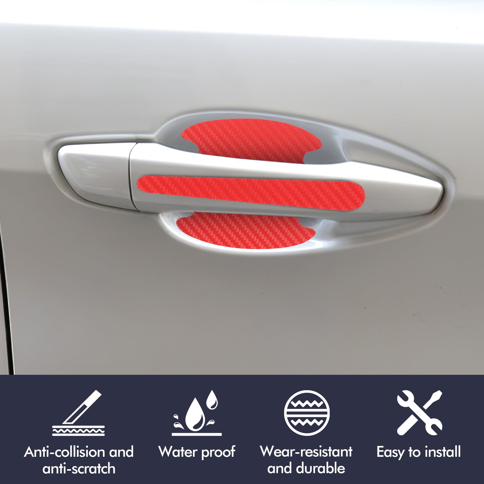 oruola 16pcs Car Door Handle Protector,Red Car Door Handle Scratch Protector,Car Door Handle Protective Film,Car Door Handle Protective Sticker-Anti-Scratches, Non-Marking,Easy Application