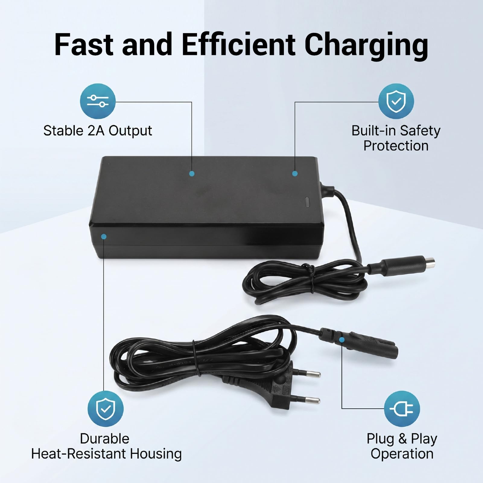 Chargeur de Batterie pour Scooter électrique 2A, Adaptateur d'alimentation pour Kukirin