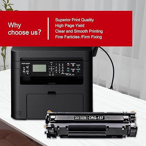 Miniatura 7 de 137 CRG137 Cartucho de tóner de alto rendimiento (paquete de 1, negro) - Compatible con PINOS 137 9435B001 Reemplazo de tóner para impresora Canon