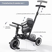 Vista 4 de newyoo Bicicleta para niños pequeños, triciclo con mango de empuje para niños de 1 a 3 años, regalos de cumpleaños y juguetes para el cumpleaños