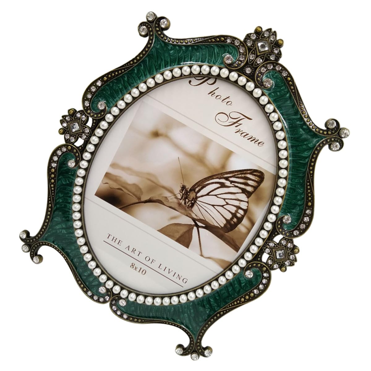 Marco de Fotos de Metal Vintage para Decoración de Bodas y Hogar, Portafotos Rectangular Verde Soporte Decorativo Elegante y Único