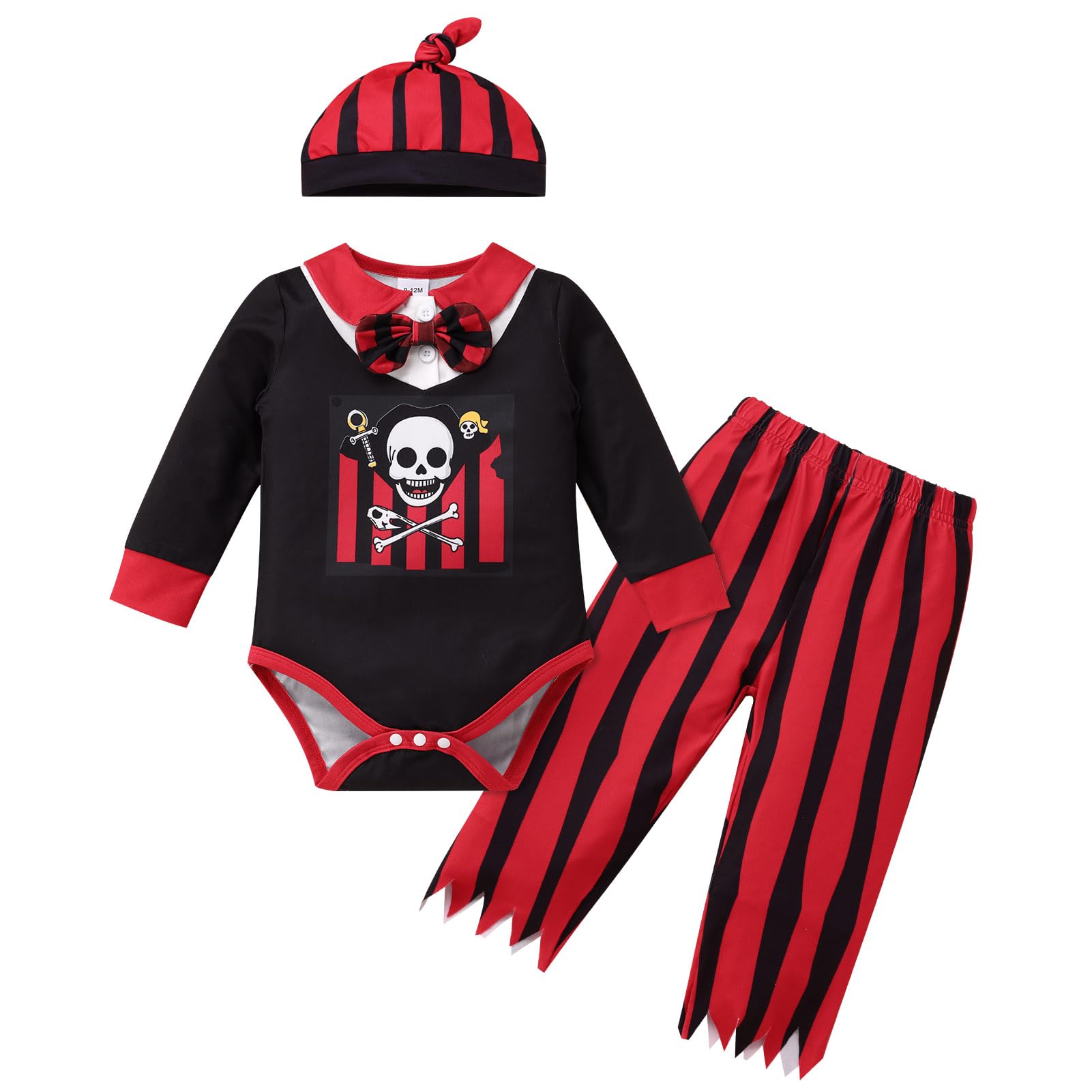 FYMNSI Newborn Baby Boys Halloween Costumes Ghost Pirate Accessories Toddler Kids Halloween Cosplay Dress Up Outfits