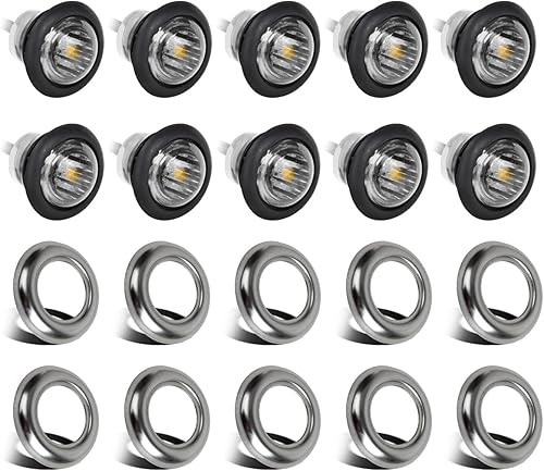 Partsam 10 piezas de 34 pulgadas LED blanco marcador lateral de luz de botón de bala lente transparente de repuesto, sellado de 34 pulgadas blanco