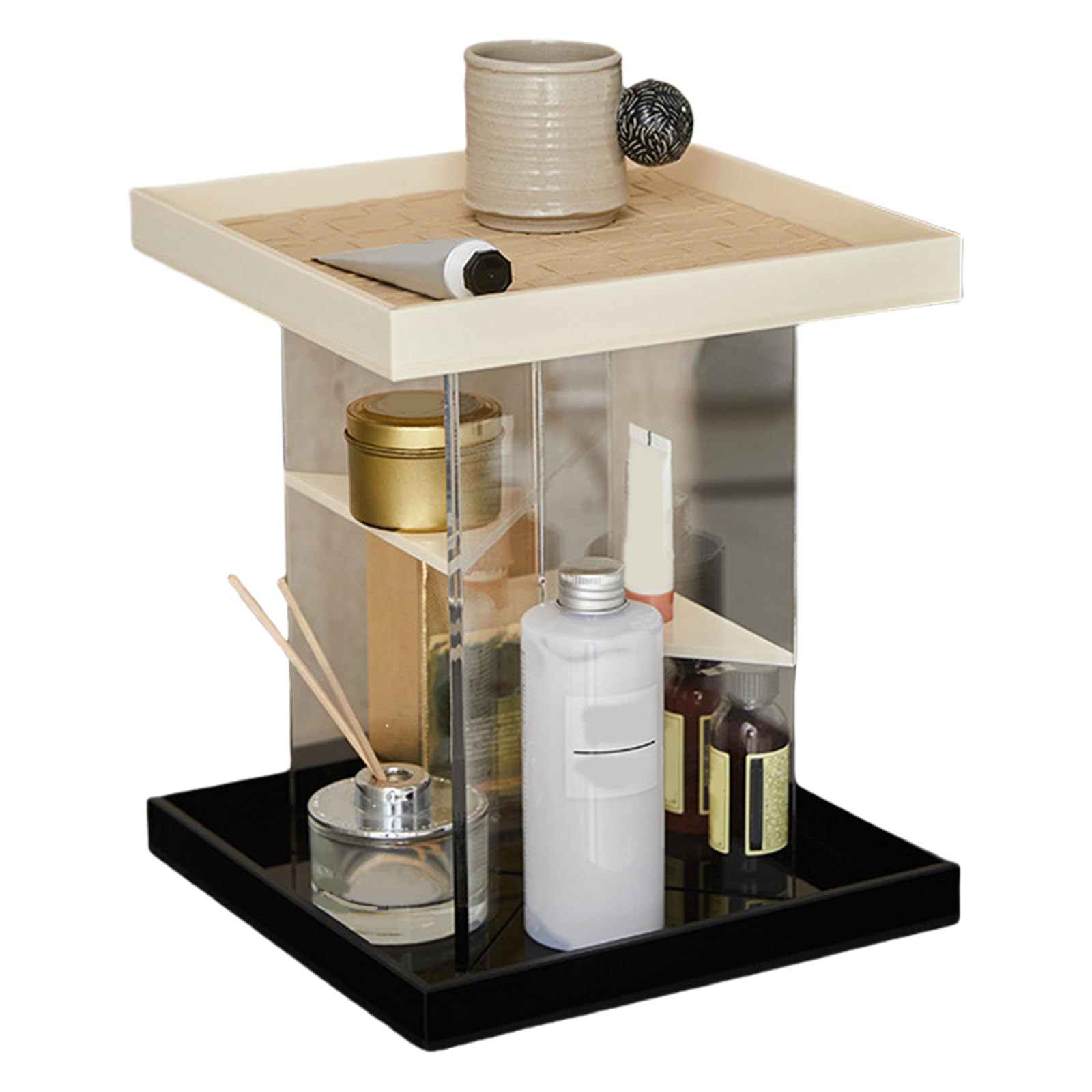 Jazuaiao Fashionable Clear Rotating Acrylic Cosmetic Storage Solution for Neat and Tidying or Salons Environment Daily Use Waterproof Makeup Box