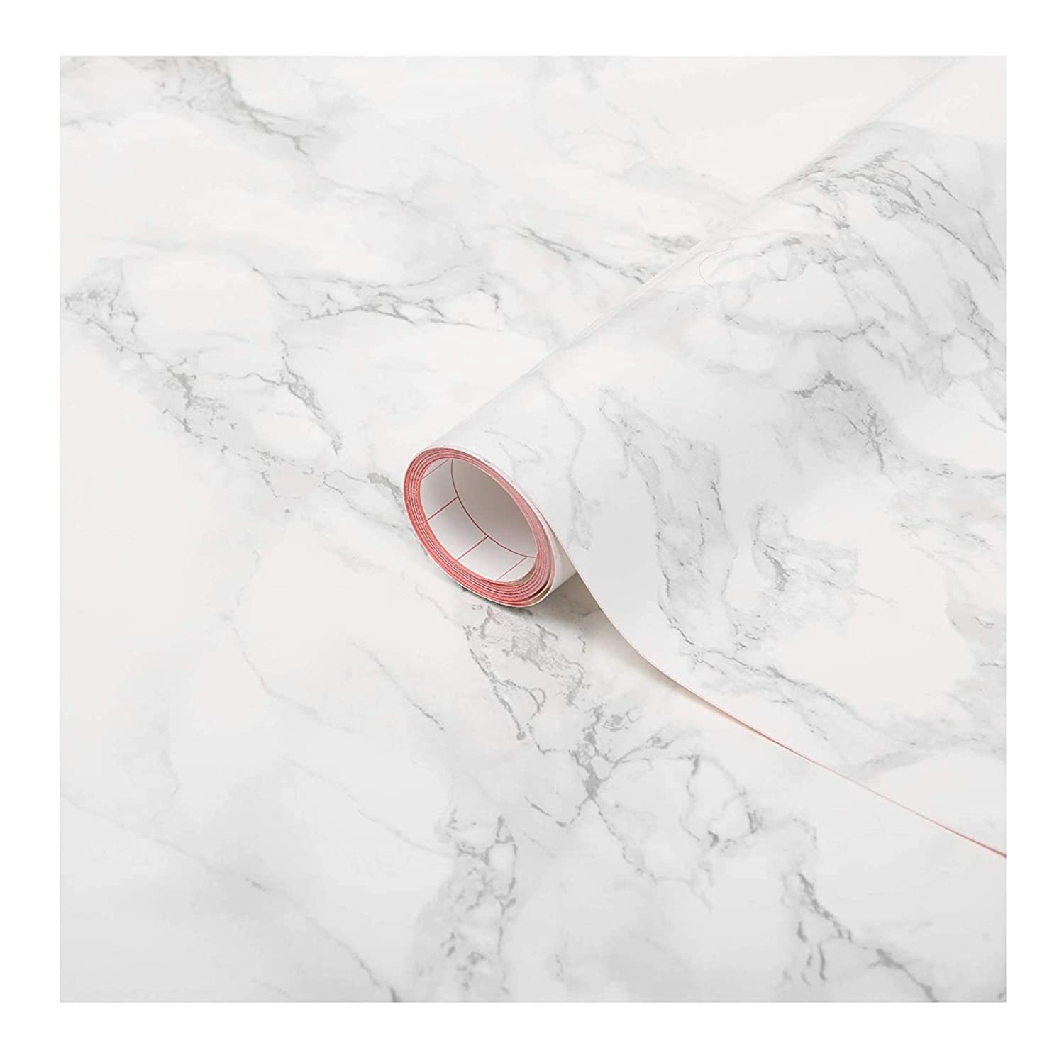 SPAK- KAL Self Adhesive Marble Matte Paper Waterproof Oilproof Sticky Back Plasstic Roll Grey White Wallpaper Vinyl Film for Kitchen Furniture Refurbishment (12x60, White) (B08H7Z5WTT) Amazon Price History, Amazon Price Tracker