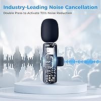 Vista 2 de Moman Micrófono Lavalier inalámbrico para iPhone, micrófono con clip para grabación de video, entrevista, podcast, vlog, YouTube, micrófono