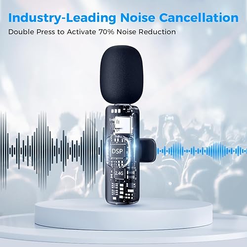 Miniatura 2 de Moman Micrófono Lavalier inalámbrico para iPhone, micrófono con clip para grabación de video, entrevista, podcast, vlog, YouTube, micrófono de