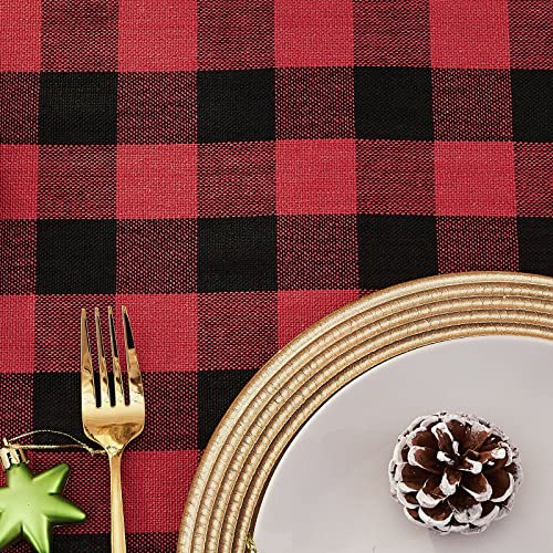 Christmas Tablecloth Buffalo Plaid Tablecloths-Cotton Gingham Table Cloth for Kitchen Restaurant Farmhouse Holiday Decor (Rectangle/Oblong, 55x70,Red and Black) – Image 7