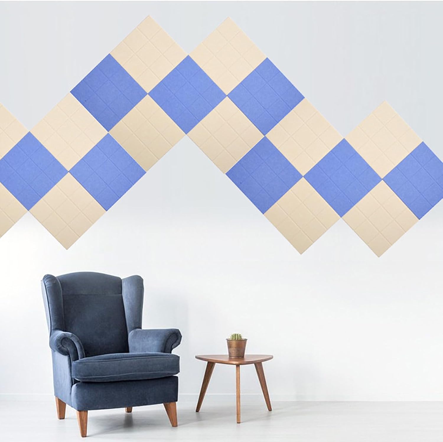 10 Pcs Felt Board Tiles,9 Palace Grid Self-Adhesive Felts Boards,Square,DIY Bulletin for Office School Home Wall Decor Stickers Memes Photos Display(Size:30 * 30CM,Color:Lake Blue)