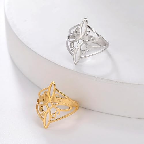 Miniatura 6 de TEAMER Anillo de nudo de brujas de acero inoxidable, anillo de amuleto celta, anillo geométrico de nudo celta, joyería vintage para mujer