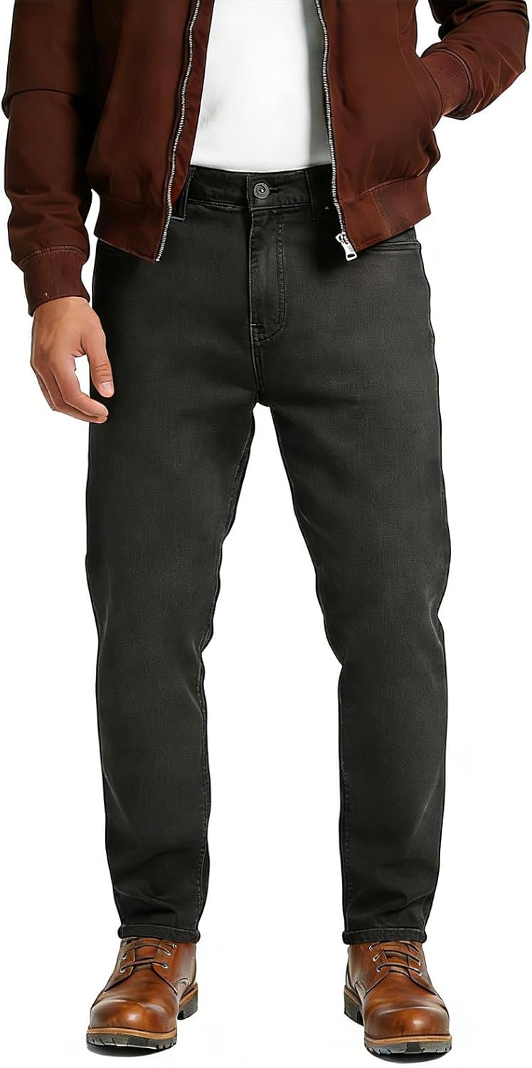 Men's Jeans Relaxed Fit Thigh Men Lined Jeans Soft Warm Comfort Casual Pants Stretch Tapered Athletic Fit Jeans Men