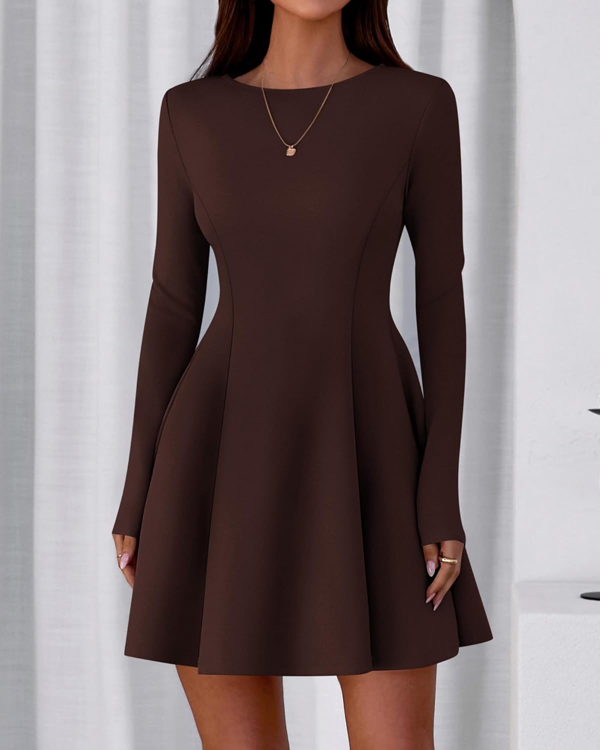 BTFBM Fall Dresses for Women 2026 Elegant Classy Flowy A Line Long Sleeve Business Homecoming Cocktail Sweater Dress - Image 6
