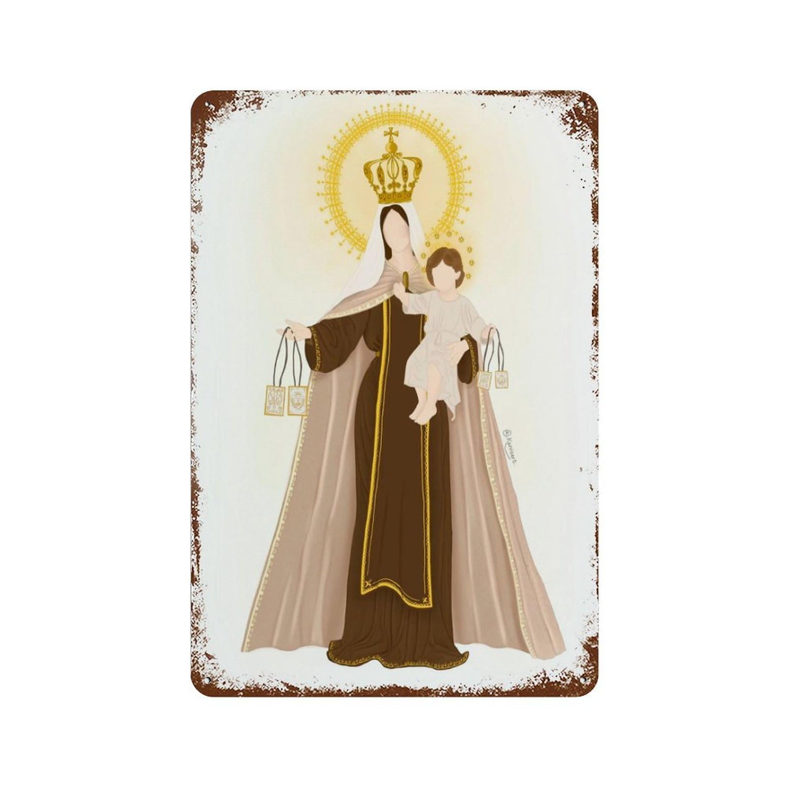 xiaoxiaoshen Our Lady of Carmen (3) Wall Decor Art Metal Tin Poster Modern Home Decor Art Home Bar Shop Decorations Vintage Sign 30x20cm