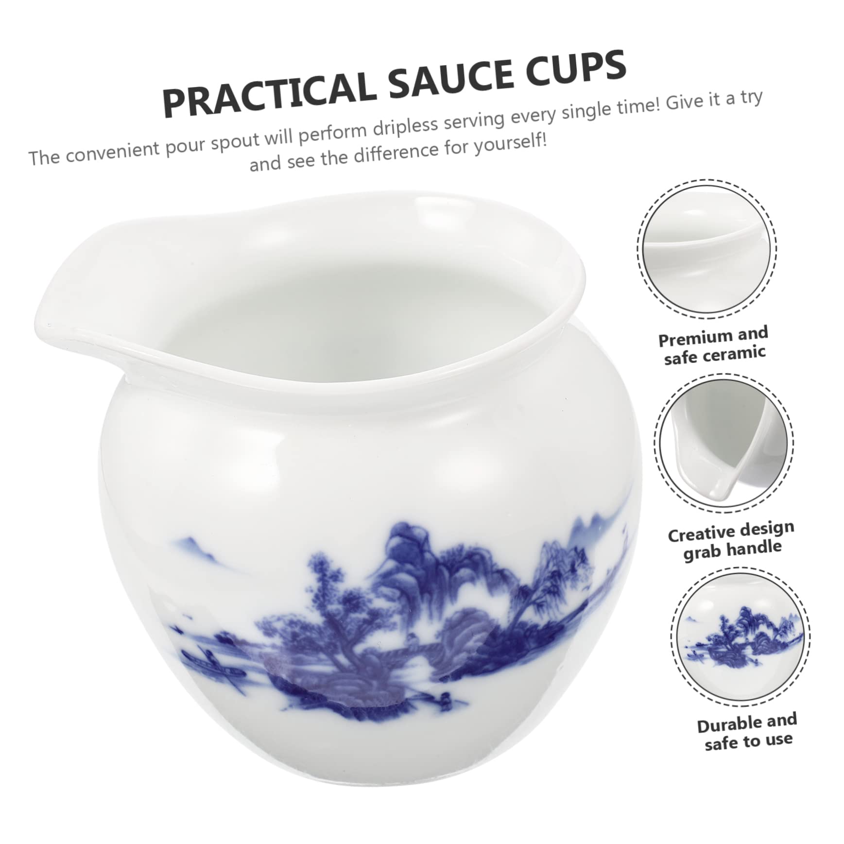 HEALLILY Ceramic Gravy Boat Dripless Pour Spout for Sauces Dressings and Broths for Restaurants and Home Dining