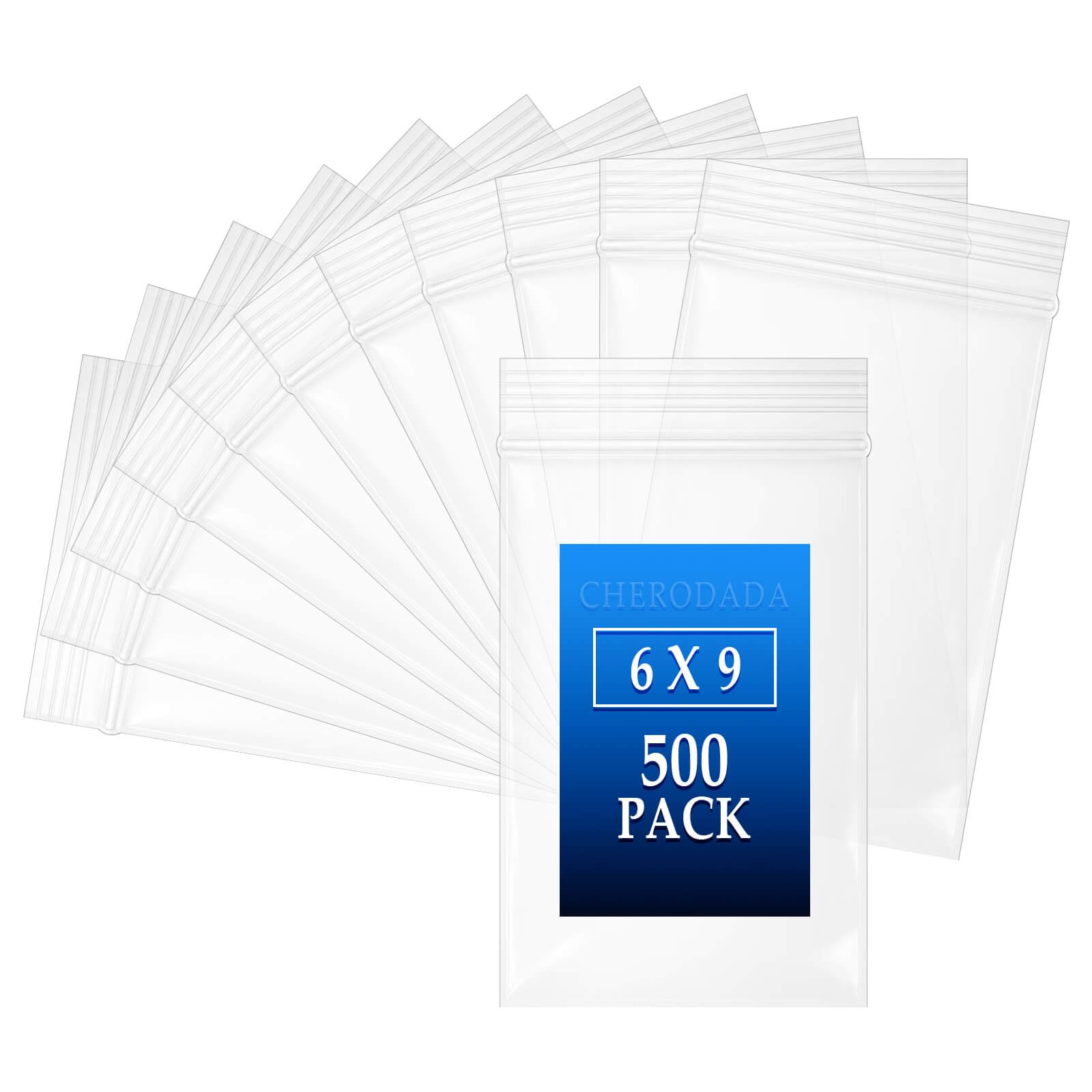 Lot de 500 sacs en plastique refermables avec fermeture éclair Transparent 15,2 x 22,9 cm